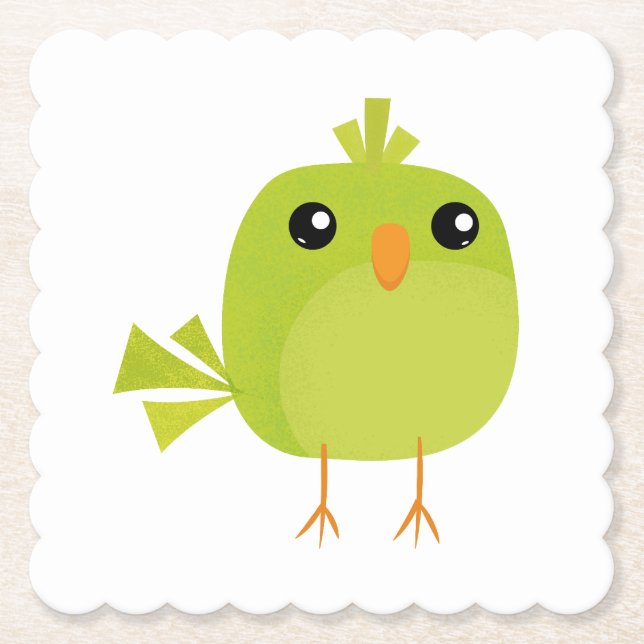 Green Bird Cartoon Untersetzer (Vorderseite)