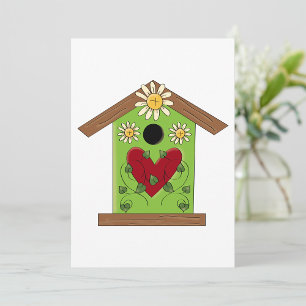 Green Birdhouse mit Herz und Milch Einladung