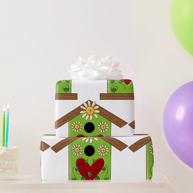 Green Birdhouse mit Herz und Milch Geschenkpapier (Von Creator hochgeladen)