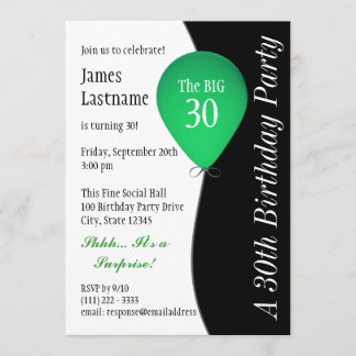 Green Birthday Balloon Einladung