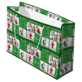 Green Birthday Boy Foto Collage Custom Party Große Geschenktüte