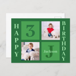 Green Birthday Foto Collage Personalisiertes Party Postkarte