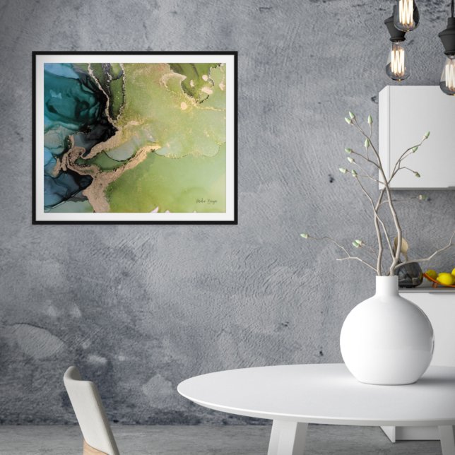 Green Black Abstrakt Alcohol Ink Poster (Von Creator hochgeladen)