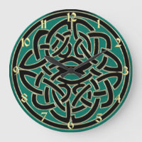 Green Black and Gold Celtic Knot Wall Clock