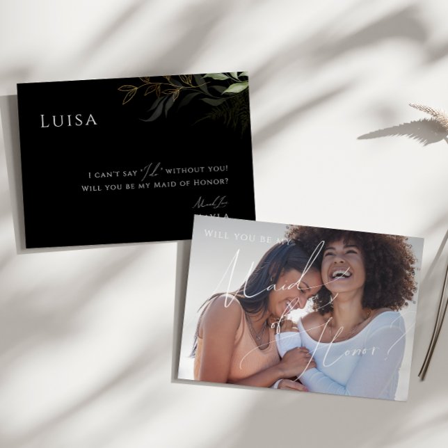 Green Black and Gold Foto Trauzeugin Card Einladung (Von Creator hochgeladen)