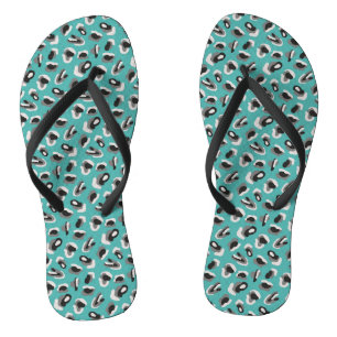Green & Black Animal Print Flip Flops
