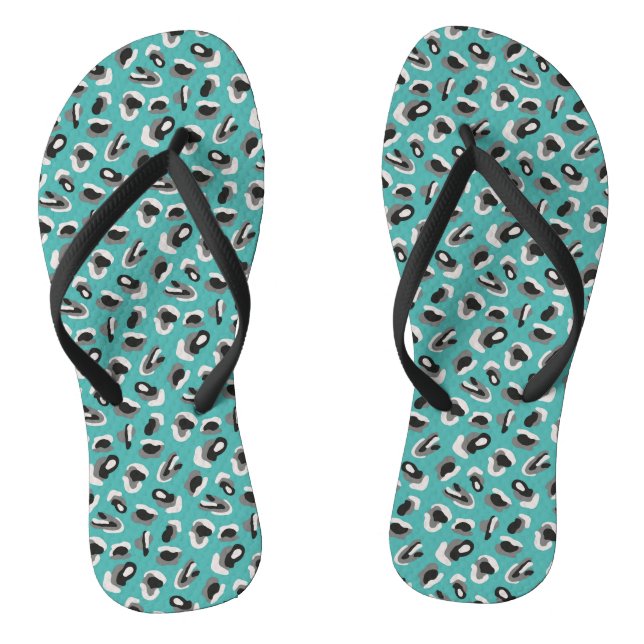 Green & Black Animal Print Flip Flops (Fußbett)