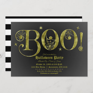 Green Black BOO Elegantes Halloween Costume Party Einladung