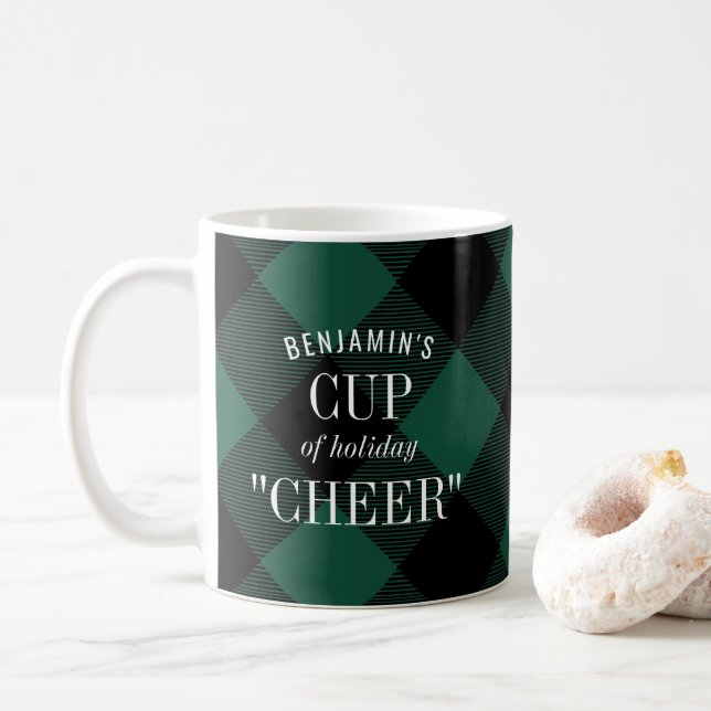 Green Black Buffalo Karo Kariert Weihnachten Kaffeetasse (Mit Donut)