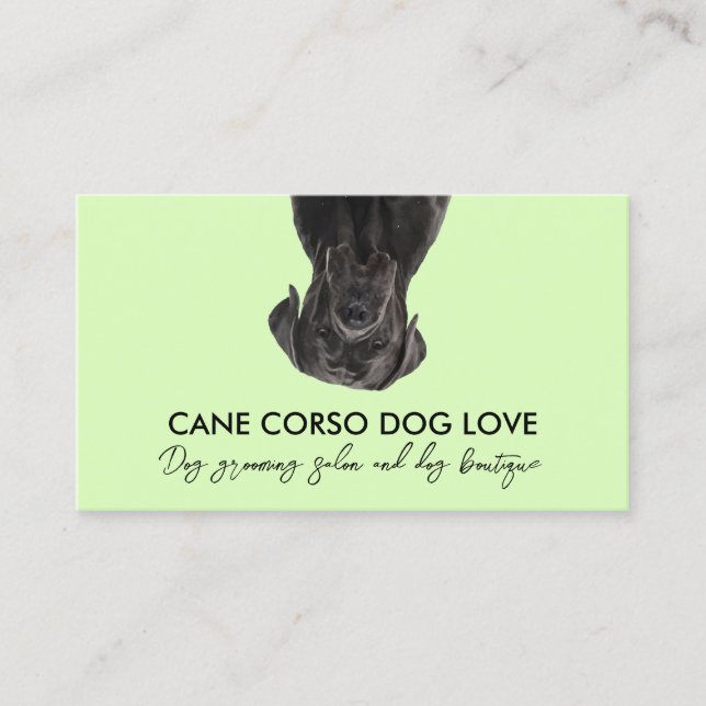 Green Black Cane Corso Dog Visitenkarte (Vorderseite)
