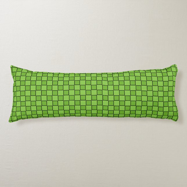 Green Black Checkerboard Muster Seitenschläferkissen (Vorderseite)