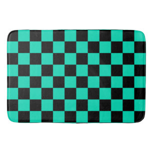 Green Black Checkered Karo Pattern Badematte