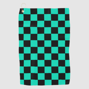 Green Black Checkered Karo Pattern Golfhandtuch