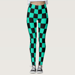 Green Black Checkered Karo Pattern Leggings