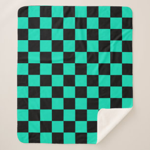 Green Black Checkered Karo Pattern Sherpadecke