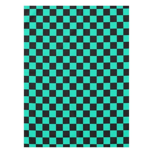Green Black Checkered Karo Pattern Tischdecke (Vorderseite)