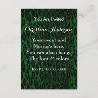 Green Black Cheetah Stars Einladung