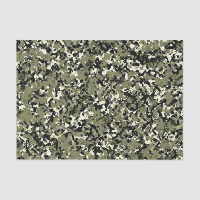 Green Black Cool Camouflage Muster drucken Seidenpapier (Vorderseite)
