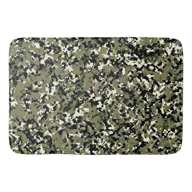 Green Black Cream Camouflage Muster drucken Badematte (Vorderseite)