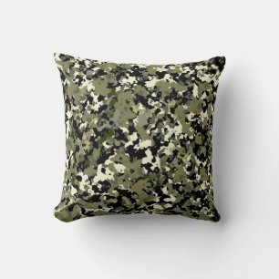 Green Black Cream Camouflage Muster drucken Kissen