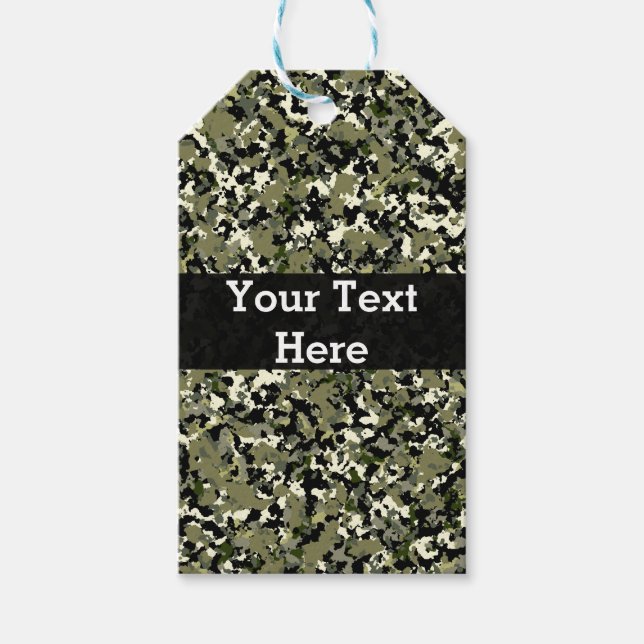 Green Black Cream Camouflage Pattern Gefallen Geschenkanhänger (Vorderseite)