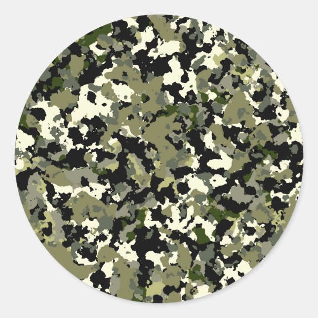 Green Black Cream Camouflage Pattern Gefallen Runder Aufkleber (Vorderseite)