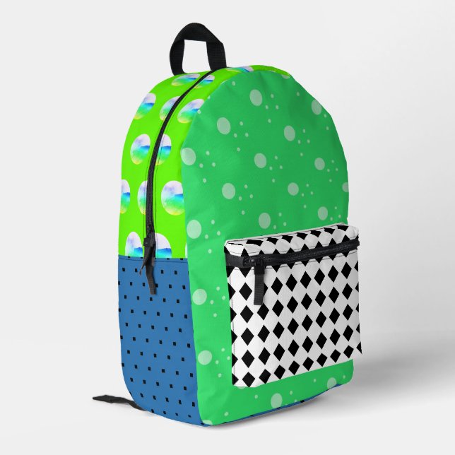 Green Black Creative künstlerisch Backpack Bedruckter Rucksack (Rückseitige Ecke links)