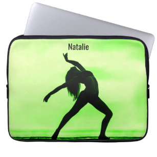 Green & Black Dance Laptop Sleeve mit Name