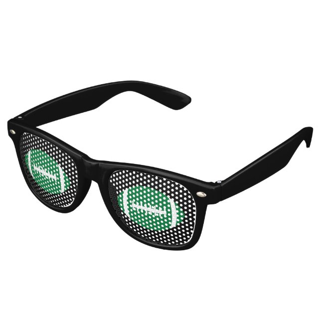 Green & Black Football Fan Gameday Tailgate Party Sonnenbrille (Schrägansicht)