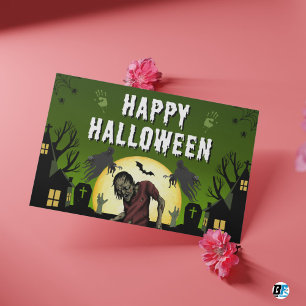 Green & Black Frohes Halloween Grusel Postkarte