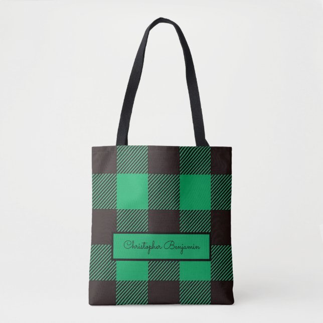 Green Black Gingham Buffalo Karierter Bauernhof (Vorderseite)