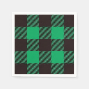 Green Black Gingham Buffalo Karierter Bauernhof Serviette
