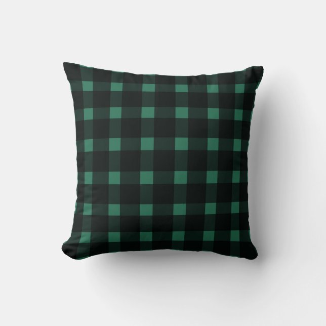 Green Black Gingham Pattern Kissen (Vorderseite)