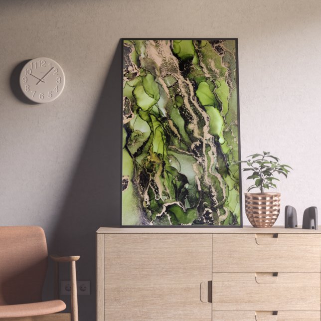 Green Black Gold Einzigartiger Alkohol Tinte Poster (Von Creator hochgeladen)