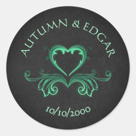 Green Black Gothic Wedding Runder Aufkleber