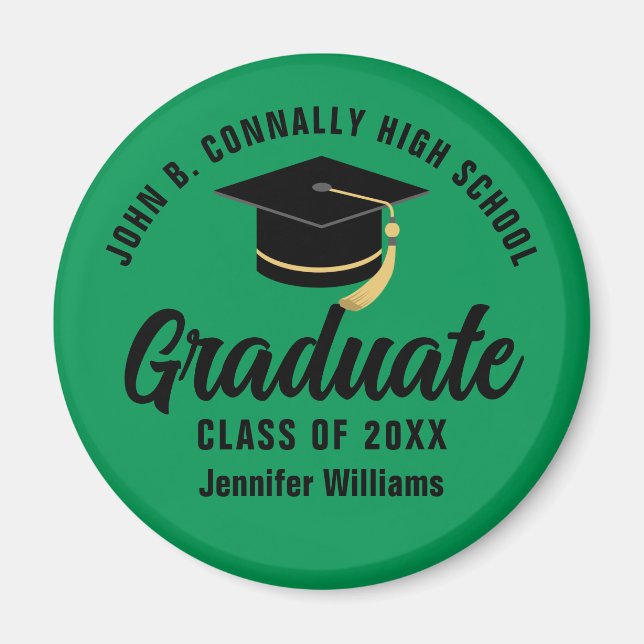 Green Black Graduate Custom Graduate Party Magnet (Vorne)