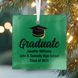 Green Black Graduate Personalisierter Abschluss Ornament Aus Glas