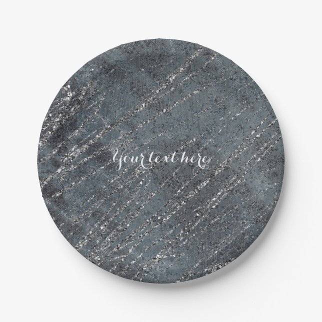 Green Black Gray Modern Marble Designer Chic Party Pappteller (Vorderseite)