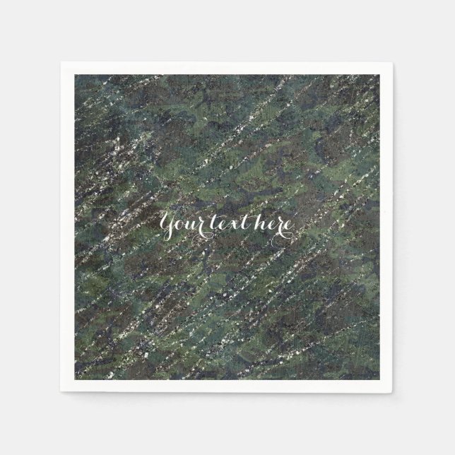 Green Black Gray Modern Marble Designer Chic Party Serviette (Vorderseite)