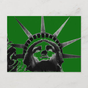 Green Black Gray Statue Liberty Pop Postkarte