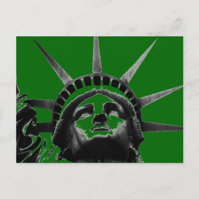 Green Black Gray Statue Liberty Pop Postkarte (Vorderseite)