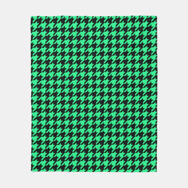 Green Black Hahnentrittmuster Karo Fleecedecke (Vorderseite)