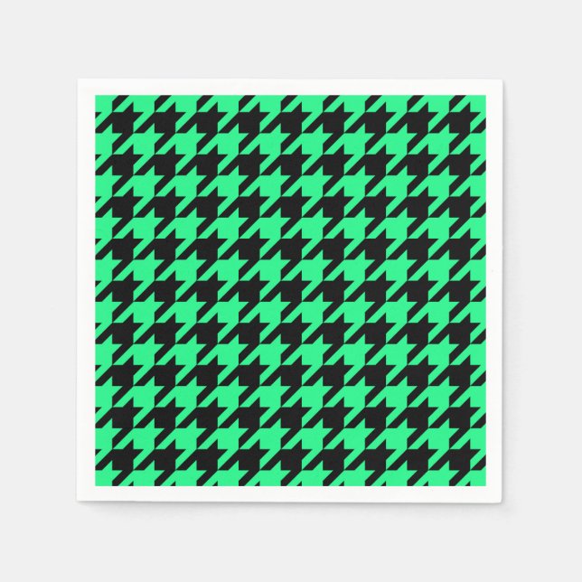 Green Black Hahnentrittmuster Karo Serviette (Vorderseite)