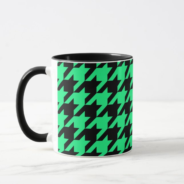 Green Black Hahnentrittmuster Karo Tasse (Links)