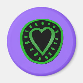 Green Black Heart St Valentine Mauve Magnet
