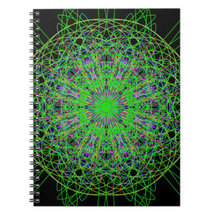 Green Black Kaleidoscope Mandala Art Notizblock