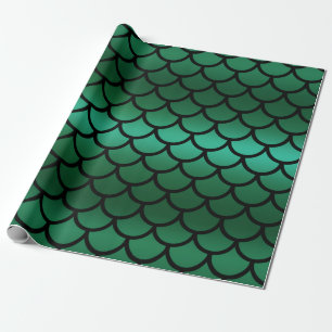 Green & Black Mermaid Scales Fantasy Fish Geschenkpapier