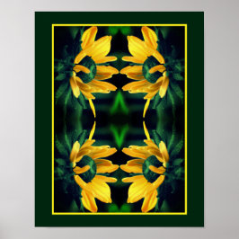 Green Black Mit Augen Susan Abstrakt Blume Art Poster