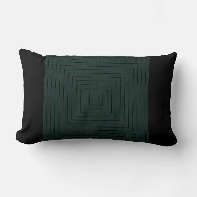 Green Black Nested Squares Lumbar Pillow Lendenkissen (Vorderseite)
