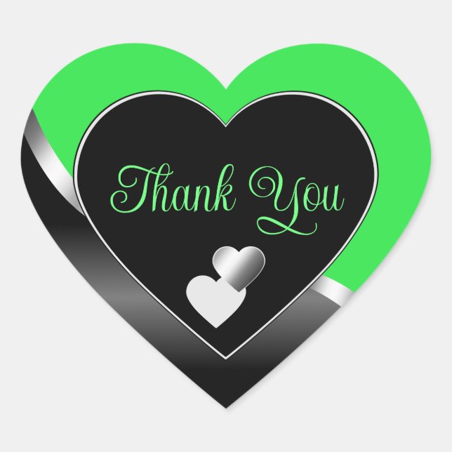 Green Black Niedlich Hearts und Wavy Silver Vielen Herz-Aufkleber (Vorderseite)